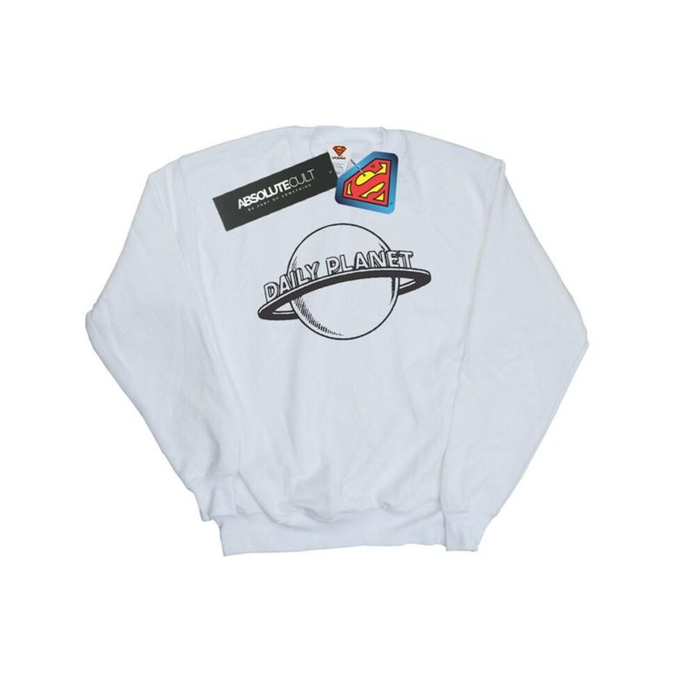 DC Comics Mens Superman Daily Planet Sweatshirt / White
